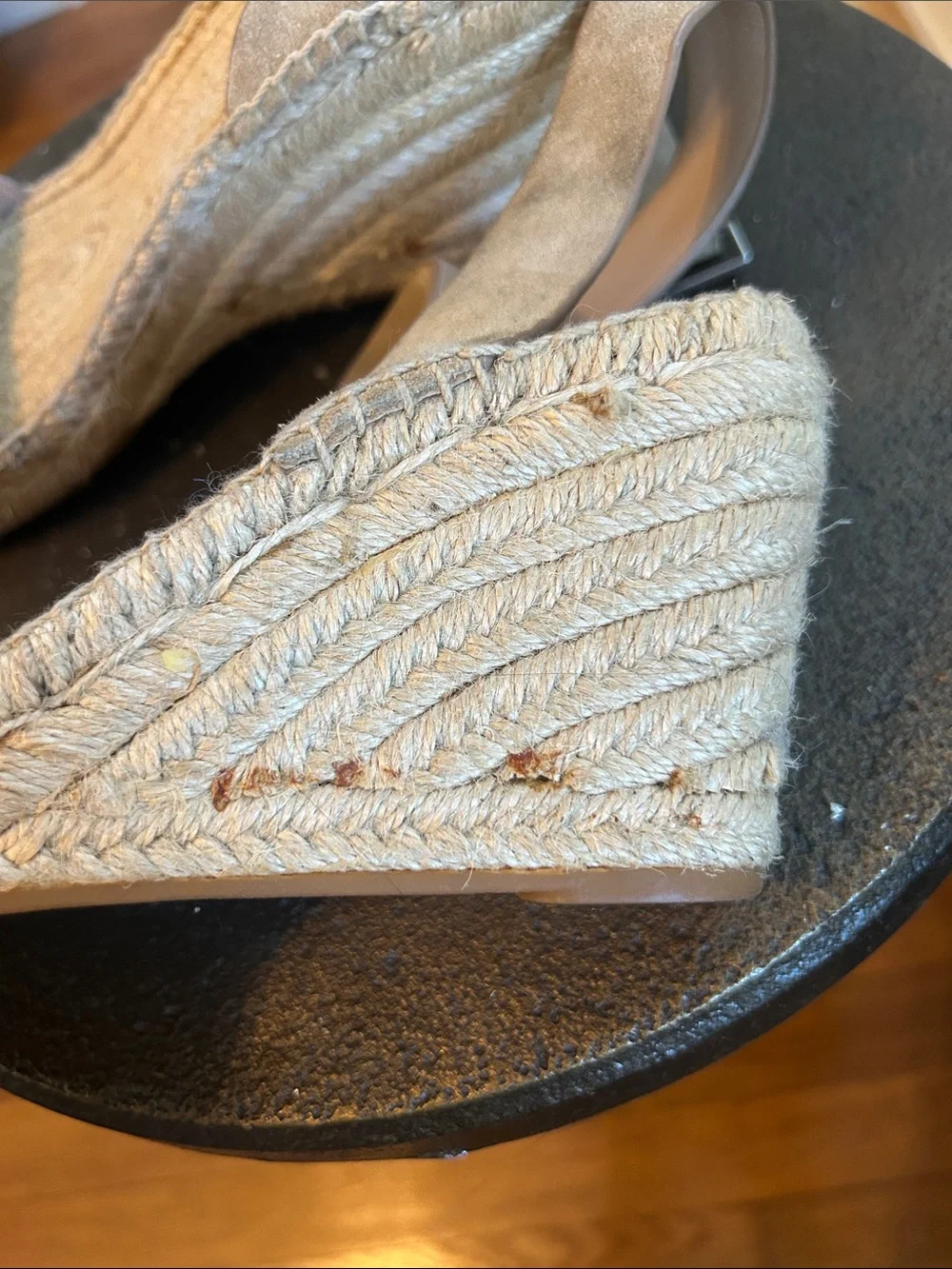 Tory Burch Beige Suede Ankle-Strap Espadrille Wedge